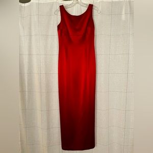 Tahari crimson red long gown dress satin silk vintage size 4